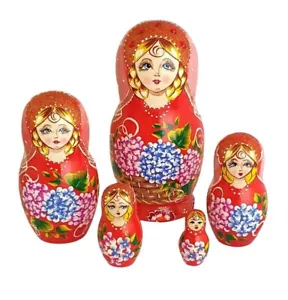 RUSSISCHE STECKPUPPEN ROT MATROSCHKA HANDBEMALT VON ORLOVA - Bild 1 von 3