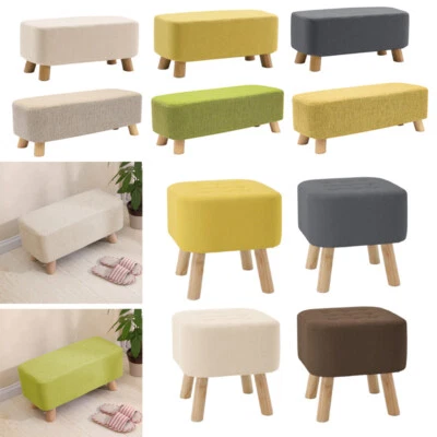40/57/81cm Footstool Chair Stool Footrest Padded Rest Seat Pouffe Wooden Legs UK - Image 1 of 4