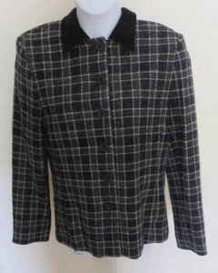 Vintage 90s TWEED Timeless Plaid Classic BLAZER Damen Gr. 14 Jacke gefüttert Retro - Bild 1 von 3