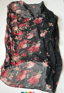 Red Black Floral Infinity Style Charlotte Russe Scarf Y2K Fashion Womens Sheer - Picture 1 of 9
