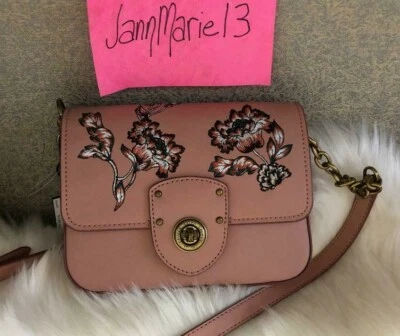 ¡NUEVO! LRL RALPH LAUREN CUERO MILLBROOK BANDOLERA ROSA FLOR $198 Foto 1 de 4