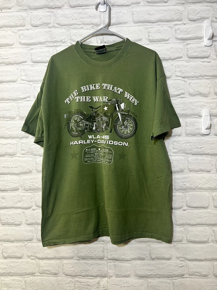 Винтажная мужская футболка Harley-Davidson XL Pearl Harbor 1998 Y2K армейская зеленая - Изображение 1 из 4