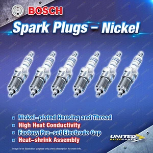 6 x Bosch Nickel Spark Plugs for Triumph 2000 MKII TC 2500 6Cyl 2L - Picture 1 of 3