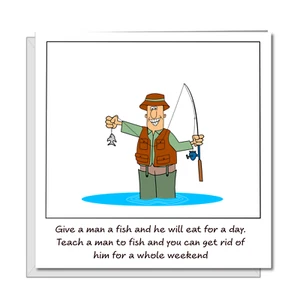 Funny Fishing Fathers Day Card Birthday Card for Dad from Son or Daughter - Picture 1 of 7