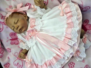DREAM 0-5 years BABY GIRL WHTE PINK GINGHAM FRILLY LINED DRESS HEADBAND - Picture 1 of 3
