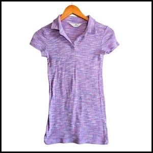 H&M Ribbed Polo Dress - Purple Knit Short Sleeve Casual Kids Size 12 14 Years - Picture 1 of 7