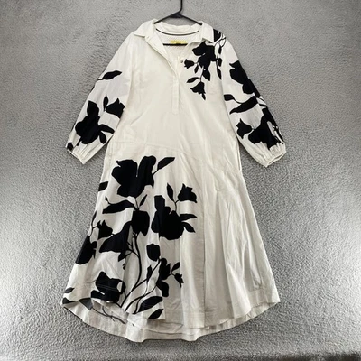 Maeve Jo Faulkner Dress Womens Large Floral Collared Midi Popover Romantic Flowy - Image 1 of 4