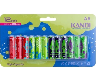 [12 Pack] Kandi AA Lithium Rechargeable Batteries 12 Pack, 1.5V - Image 1 of 4