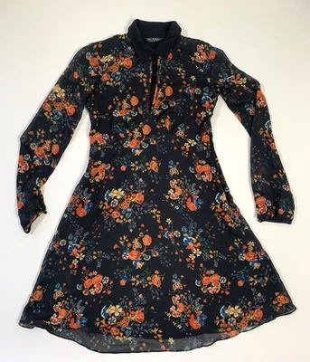 Ms SELFRIDGE Size 2 Navy blue Floral Print Tea Dress - Image 1 of 4