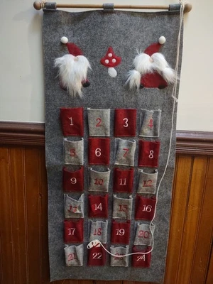 Beautiful Pottery Barn Advent Calendar Felt Christmas Santa Gnomes & Candy Cane - Image 1 of 4