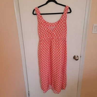 LizLange Maternity Maxi Dress Linen Blend XXL Geometric Pattern Tie Back Sidezip - Image 1 of 4