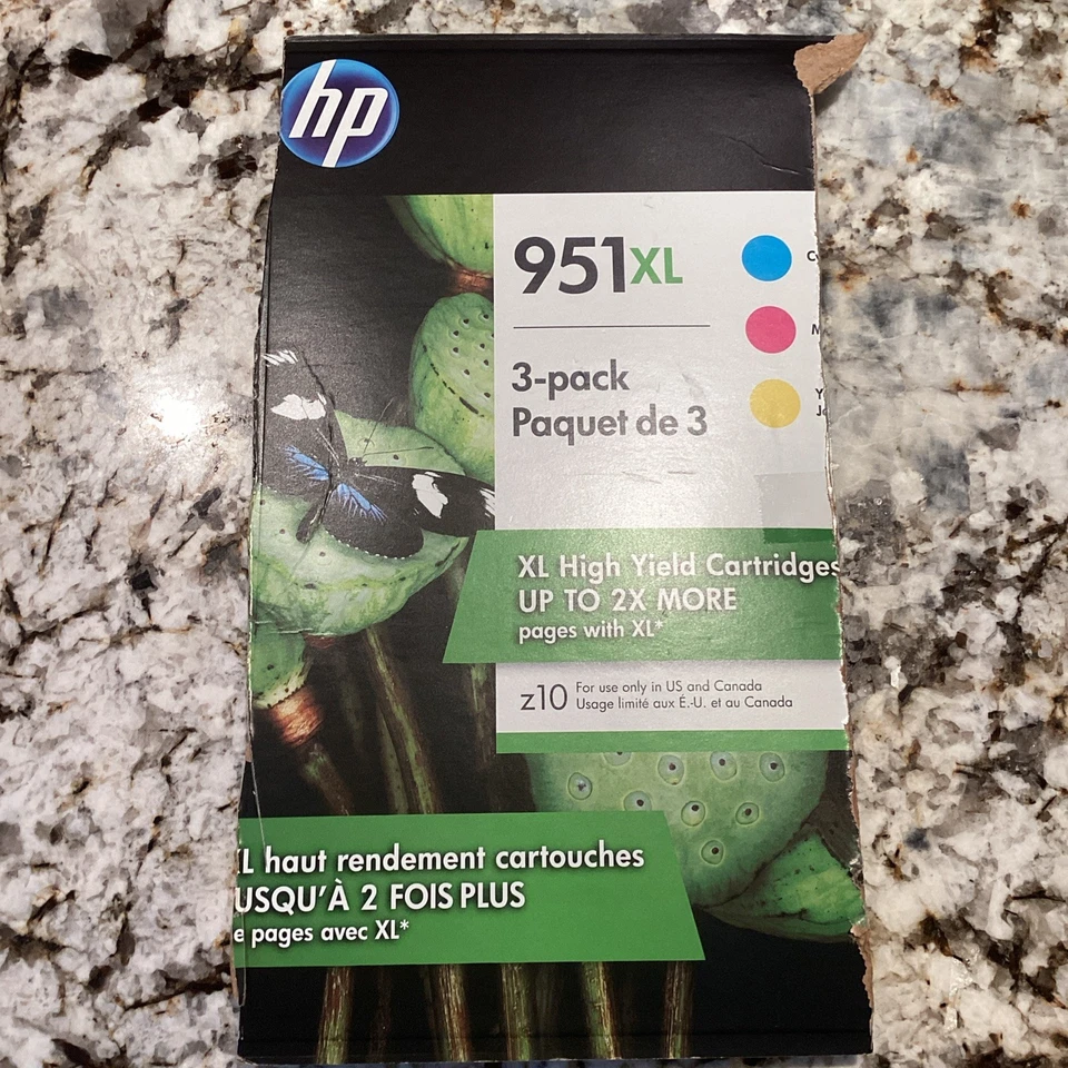 Paquete de 3 cartuchos de tinta color genuino HP 951XL amarillo cian magenta - 10/ 2021 Foto 1 de 4