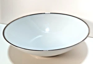 Noritake Silverdale Round Serving Bowl White Platinum Trim MCM Formal Dining 9" - Picture 1 of 7