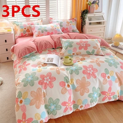 3PCS Colorful Flower Duvet Cover Set Spring Floral Bedding Set AllSeason Bedroom - Image 1 of 4