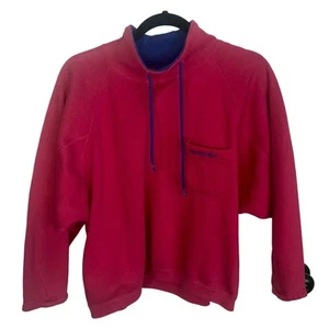 Vintage Reebok Sport Hot Pink & Electric Blue Cropped Sweatshirt Size Medium - Picture 1 of 6