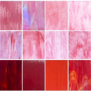 12 Sheets Mixed Red Pink Stained Glass Sheets, 4 x 6 inch Stained Glass Suppl... - Bild 1 von 6