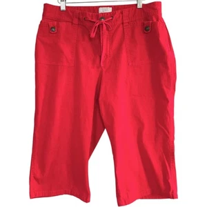 Christopher & Banks Capri Pants Size 14 Red Stretch Pockets Coastal Nautical - Picture 1 of 12