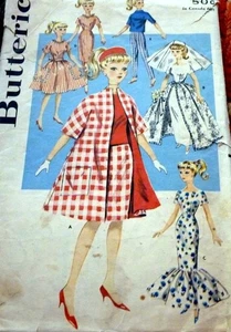 *GREAT VTG 1960s 11 1/2" BARBIE DOLL CLOTHING SEWING PATTERN 9993 - Picture 1 of 1
