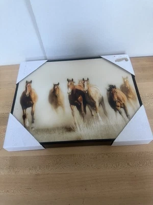 Impresión de arte en lienzo de caballos corriendo para decoración de dormitorio y sala de estar Foto 1 de 4