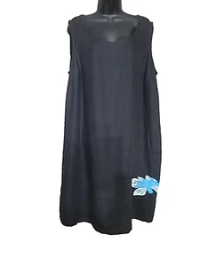 Outfit Woman JPR Women's Vintage Dress 100% Linen Black Size 1X READ - Picture 1 of 10