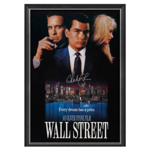 CHARLIE SHEEN HAND SIGNED FRAMED WALL STREET CANVAS PROOF TWO AND A HALF MEN  - Picture 1 of 2