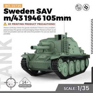 SSMODEL SS35735 1/35 25mm Military Model Kit Sweden SAV m/43 1946 105mm - Picture 1 of 5