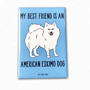 American Eskimo Dog Magnet Handmade Best Friend Cartoon Art Gifts and Decor - Picture 1 of 12