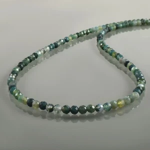 Natural Moss Agate 3mm Round Faceted Beads 18" Strand Healing Gem Women Necklace - Picture 1 of 6