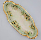 Antique J & C Bavaria "Louise" Porcelain Hand Painted Dish 12" L Yellow Flowers