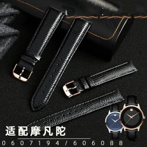 15mm 21mm Black Leather Watchband For Movado 0607194 606088 Simple Stylish Strap