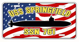 USS SPRINGFIELD SSN 761 License Plate U S Flag Car Truck RV Navy Military SS6 - Picture 1 of 1