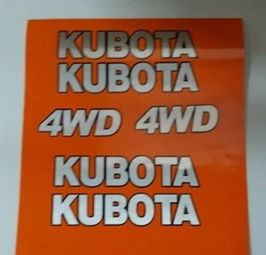 Kubota Tractor Side By Side Calcomanías Retroexcavadora Kit Plata con Contorno Negro - Imagen 1 de 1