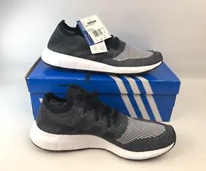 Adidas Swift Run PK Trainers UK11 Black & White  Lace Up Breathable Knit  T89 - Picture 1 of 11