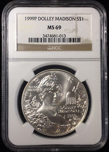 1999-P Dolley Madison Commemorative Silver Dollar $1 MS69 NGC Original Luster!