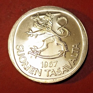 Finnland * 1 Mark * Silber Ag * 1967 * UNC * - Bild 1 von 2