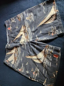Nautica Sailing Shorts Men’s Size 38 Sailboat Palm Tree Aloha Nautical Preppy - Picture 1 of 5