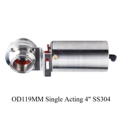 Sanitary Pneumatic Actuator Butterfly Valve Clamp OD119MM Single Acting 4" SS304 - Image 1 of 4