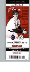 Chicago Cubs vs Cincinnati Reds 9/30/2015 Full Ticket - Bucky Walters.