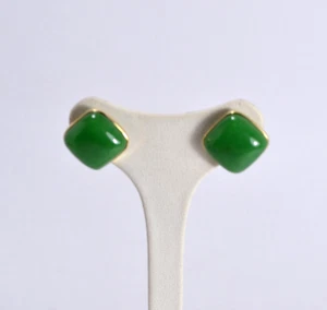 ORECCHINI ORO 18KT E GIADA VERDE CARRE 16 x 16 mm MONACHINA OCCHIELLO OGHT 0791 - Foto 1 di 3