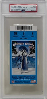 Peyton Manning Signed Super Bowl 2007 XLI Blue Ticket MVP Colts vs Bears PSA/DNA - Image 1 of 4