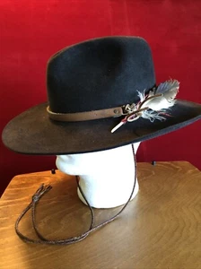 Vintage Black Centerville Cowboy Hat Size 7 1/4 - Picture 1 of 10