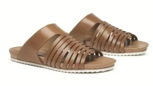 Trask Sandra sandalo donna taglia 7 pelle marrone imbottito tessuto montone slip on - Foto 1 di 5