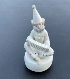Porcelain Rotating Musical Clown w/ Accordion Music Box Plays Send In The Clown - Picture 1 of 9