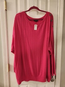 Lane Bryant Hot Pink Long-sleeved Sweater Plus Sz 26/28 - Picture 1 of 5