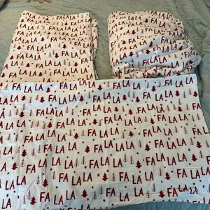 Pottery Barn Teen Christmas Holiday 3 Pc Twin Flannel Sheet Set Fa La La - Picture 1 of 5