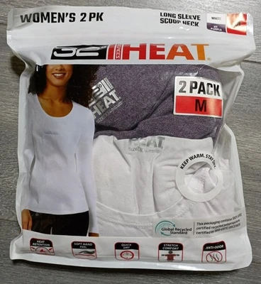 Pack de 2 camisas 32 Degrees Heat para mujer adulta mediana blanca/ht. Cuello redondo púrpura Foto 1 de 4