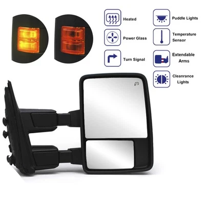 Espejo retrovisor de remolque lateral derecho para Ford F250 F350 2008-16 luz de señal ámbar térmica eléctrica Foto 1 de 4