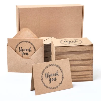 120 Pack 3.5x5-inch Bulk Kraft Thank You Cards with Envelopes - Image 1 of 4