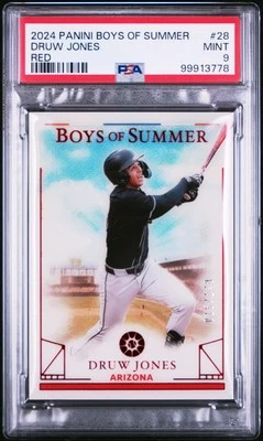 2024 PANINI BOYS OF SUMMER DRUW JONES - 15/149 RED PARALLEL  AZ D-BACKS PSA 9!! - Image 1 of 2