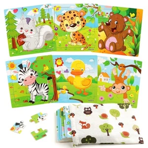 6 Pack Wooden Jigsaw Puzzles for Ages 2-5 Years Old, 9 Pieces Toddlers Animal... - Picture 1 of 7